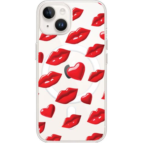 Coque transparente pour iPhone 13 Mini avec MagSafe, motif lèvres rouges pour la Saint-Valentin (1/5)