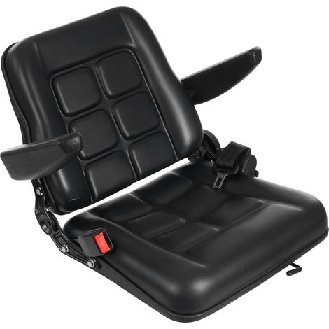 Asiento de tractor universal con reposabrazos y cinturón de seguridad, respaldo ajustable de 35° a 180°, capacidad de carga de 100 kg, para cortacéspedes, tractores, excavadoras