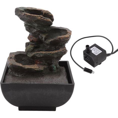 Fontaine À Eau De Bureau - 4 Niveaux - Lumière Led - Matériau Résine Synthétique - Pour Intérieur Maison Bureau Hôtel - 1 Pièce (1/5)