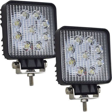 Lot de 2 barres lumineuses LED carrées de 7,6 cm (3 pouces) et 27 W pour travaux, faisceau large(phares antibrouillard). (1/3)