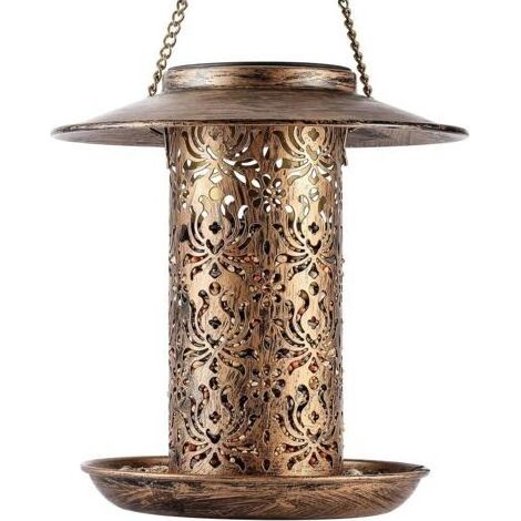 Mangeoire Solaire pour Oiseaux en Métal,Mangeoire pour Oiseaux Extérieur Mangeoire Lanterne Oiseaux Mangeoire Oiseaux Imperméable Distributeur de Nourriture pour Oiseaux Sauvages (1/4)