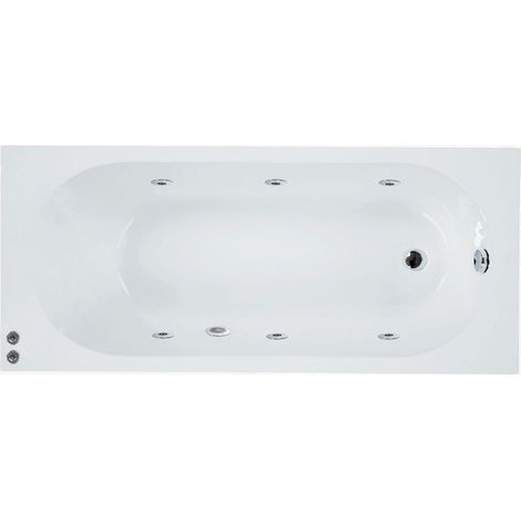 Sanycces – Baignoire balnéo acrylique sans tablier 140 x 70 cm – Buses hydro confort orientables – Commande pneumatique – Blanc brillant (1/2)