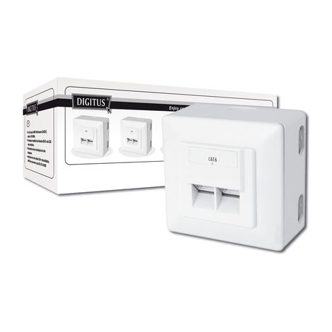 Digitus CAT 6 Wandsteckdose modular weiß 2 RJ45-Ports
