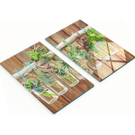 Taglieri da cucina in vetro con grafica di erbe aromatiche in barattoli, 2x30x52 cm (1/5)