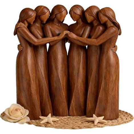 Schwesternskulptur, Harzfiguren, die Freundschaft symbolisieren, handbemalte Harzskulptur von 6 Schwestern, Schreibtischdekoration. (1/5)