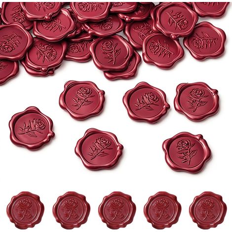 50 x Self-Adhesive Wax Seal Stickers, Vintage Envelope Seal Sticker, Pink Sealing Wax Stamp for Wedding Invitations, Scrapbooking, Packaging (1/5)