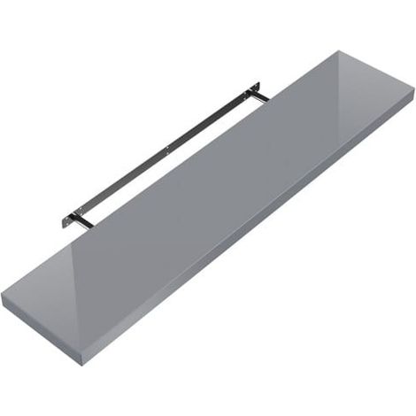 Étagère murale flottante 110 cm en MDF gris brillant. Tablette à fixer au mur (1/4)