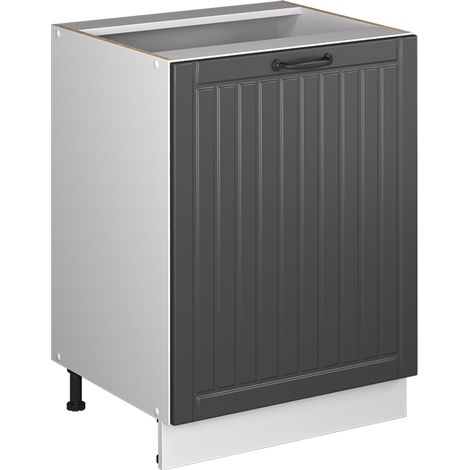 Mobiletto base cucina Fame-Line, Grigio scuro/Bianco, 60 cm 1 anta senza piano di lavoro, Vicco (1/5)