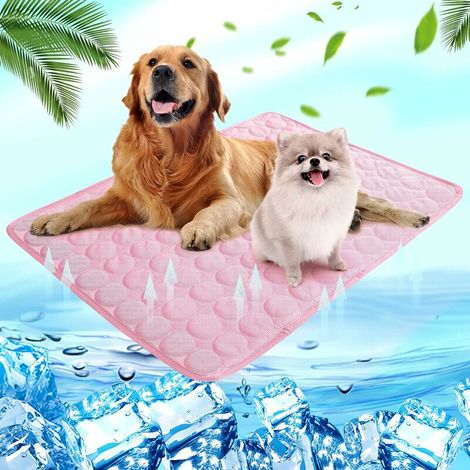 Tapis rafraîchissant pour chien et chat - Pour l'été - Auto-rafraîchissant - Lavable - Coussin rafraîchissant imperméable - Antidérapant - Confortable - Couleur rose- M (60 x 50 cm) (1/5)