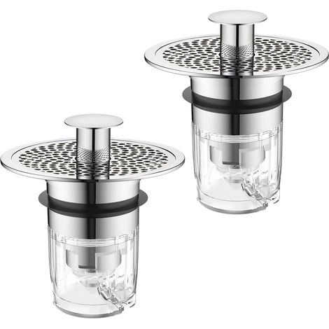2 Bondes Lavabo Pop-up 32-40mm Filtre Trou Evacuation Salle Bain Universel Anti-Bloque (1/4)