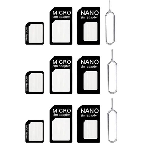 4-in-1 Nano-SIM-Kartenadapter, 3-teiliges Nano-SIM-Karten-Set, SIM-Adapter und Auswurfwerkzeug für Smartphones (1/4)