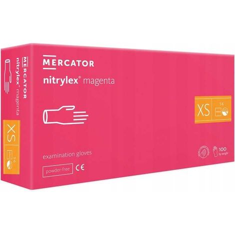 Guanti in nitrile 100 pezzi 6-XS Nitrylex Magenta (1/5)