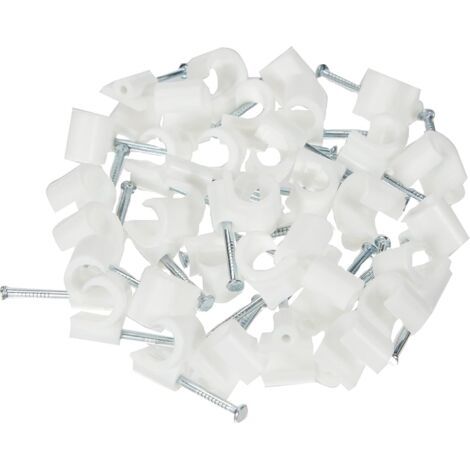 Attache câble ，Attache fil électrique ，Fixation câble électrique - Fixation et raccordement du câble - Serre câble - Clou de Fixation - Attache Fils 8 Mm Blanc Sachet De100 (1/4)