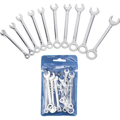 Lot de 10 mini clés à molette de 4 à 11 mm, clés mixtes métriques à extrémité ouverte et clé à bout de boîte avec pochette portable, mini clé d'allumage à double usage, outil de réparation