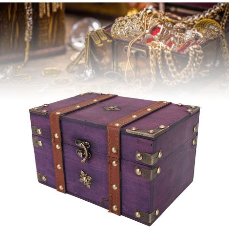 Boîte à Bijoux Vintage / Coffre de Charme Bois Composite avec Accents Métal et Cuir Pur (1/5)