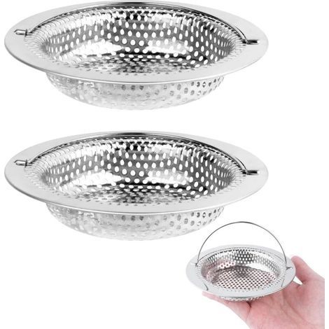 Lot de 2 Filtre à évier de Cuisine, Filtre de Vidange en Acier Inoxydable avec Poignée Relevable, Filtre de Vidange de 8 cm,Tamis d'évier Crépine d'évier de Cuisine,11 cm x Hauteur 2 c (1/4)