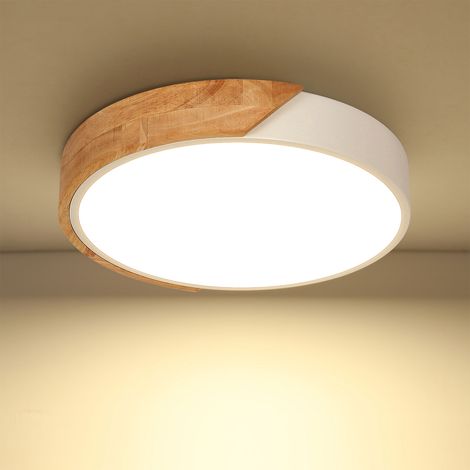 COMELY® Plafoniera a LED, plafoniere rotonde moderne in legno da 24 W, bianco naturale 3000 K, plafoniera Ø30 cm, soggiorno, cucina, camera da letto, corridoio, sala da pranzo, balcone di casa [classe (1/5)