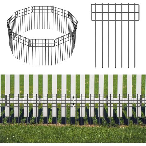 Clôture de barrière pour 10 animaux - Clôture décorative de jardin Bordure de panneau de fil antirouille pour chien Lapins Défense de piquets au sol (1/5)
