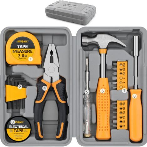 Boîte à outils, 24 pièces, jaune, mini boîte à outils, 200x125x45mm (1/4)