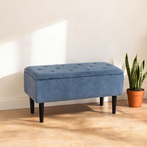 Pouf coffre avec rangement 57 L revêtement effet laine bouclée (1/5)