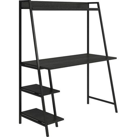 Bureau en effet chêne noir sur métal noir (1/5)