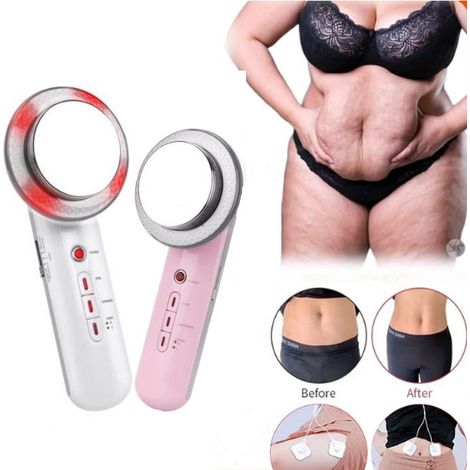 Dispositif minceur 3-en-1, appareil de beauté EMS ultrasons, massageur anti-cellulite brûle-graisse, tonifiant corporel, 3 fonctions, soin minceur efficace.