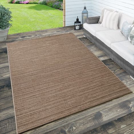 Paco Home In- & Outdoor Teppich, Terrasse u. Balkon, Wetterfest Einfarbig m. Struktur 160x230 cm, Braun 2