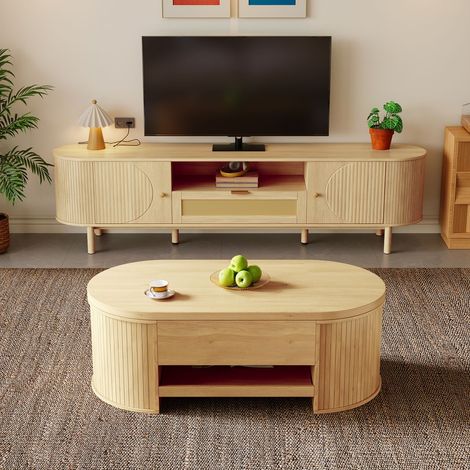 Meuble tv design contemporain avec rangement et bords arrondis meuble tv avec rangement (1/5)