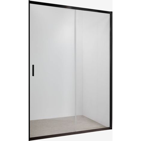 Mampara de ducha con acceso frontal y puerta corredera con cierre suave, cristal templado de 6 mm y aluminio Dover SKLUM       