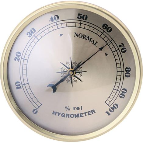 Hygromètre Intérieure Capteur D'humidité Moniteur Détecteur Mesures, hygromètre jauge 90mm Rond Or hygromètre mécanique tenture Murale pour intérieur extérieur (1/5)