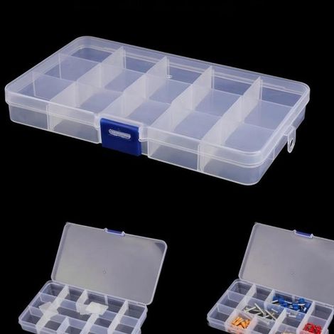 Caja de almacenamiento de plástico，17,4 x 9,9 x 2,3 cm，15 compartimentos，caja de almacenamiento，compartimentos extraíbles，caja clasificadora (1/5)