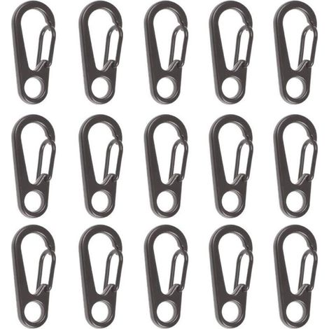 15pcs Crochet Mousqueton pour Escalade Excursion, Mousquetons Aluminium Solide Multifonction D-Anneau avec Bouchon EDC Crochet pour Camping Voyager Randonnée Porte-clés en Plein Air (1/5)