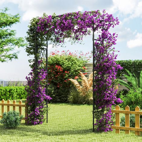 Arche de Jardin Treillis 170 X 210 CM pour Plantes Grimpantes Pergola en Métal Antirouille Support de Rose de Vigne Arche Décorative Noir (1/5)