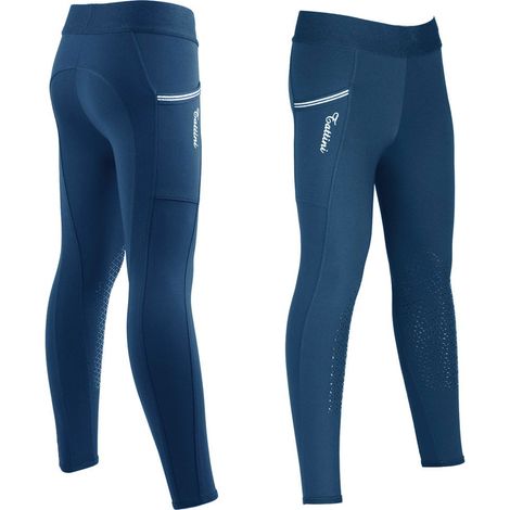 10 anni, blu (09): Leggings da equitazione per bambina modello Calla in tessuto tecnico elasticizzato