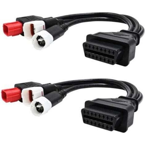 Set of 2 adapter cables for motorcycle scanner Plug and Play 3-pin 4-pin for Yamaha 6-pin for Honda to 16-pin OBD 2 male to female extension cable motorcycle diagnostic tool (1/4)