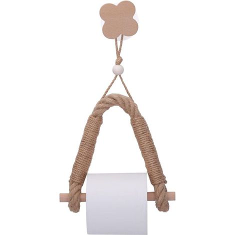 Porte Papier Toilette , Derouleur Papier Toilette , Support Papier WC , Porte-Papier Salle de Bain Support de Rouleau de Serviette Toilette Corde , Solide et Robuste (Lucky Clover) (1/5)