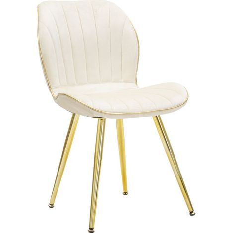 Set 2 sedie Paris Space in velluto crema con gambe dorate cm 46x58x77