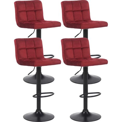 Set de 4 Taburetes de bar Feni en terciopelo Rojo (1/5)