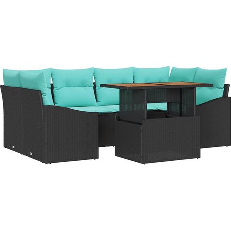 Garden Sofa Set 7 pcs 6-Seater Black and Teal vidaXL (1/5)