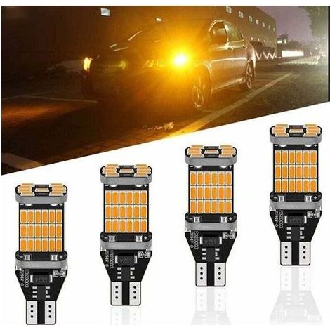 4er-Pack 921 912 T10 T15 Amber/Gelb 800 Lumen 12V-24V Polaritätsunabhängig Extrem hell CANBUS Fehlerfrei Ak-4014 45PCS Chipsets LED-Lampen für Blinker, Rückfahrscheinwerfer und Rückfahrscheinw (1/4)
