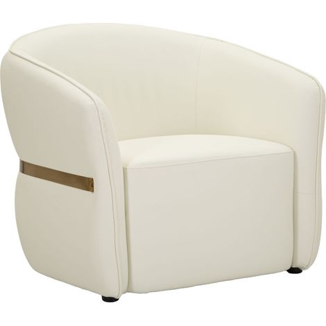 Fauteuil Design "Minsk" 86cm Blanc & Or (1/5)