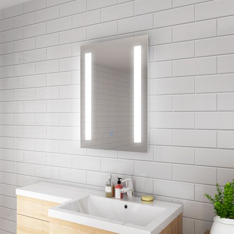 ELEGANT Front Lit Illuminated Bathroom Mirror Rectangular Bathroom Mirror 450x600mm with Sensor (1/4)
