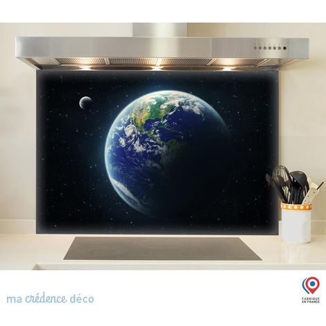 Fond de hotte : La terre vue de l'espace - Verre trempé - 60 cm - 45 cm (1/5)