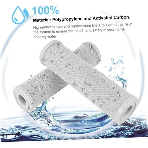 Cartucce filtranti - Filtro a carbone attivo compresso - Cartuccia filtrante per acqua - Filtro universale da 25 cm - Per acqua di rubinetto, acqua di pozzo, acqua potabile - Filtra i sedimenti, elimi (1/4)