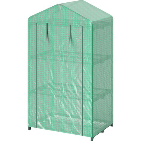 Invernadero jardín 3 niveles puerta enrollable marco metal cubierta PE anti-UV 69x49x125 cm (1/5)