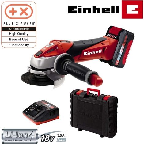 Smerigliatrice angolare/Flex 115mm a batteria 18V Lion 3,0 Ah con valigetta Einhell - TE-AG 18 Li Kit