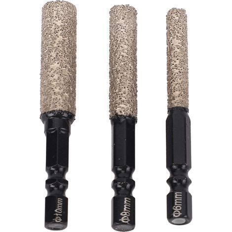 Set mit 3 multifunktionalen 2-in-1-Diamantbohrern mit Sechskantschaft, 6 mm, 8 mm und 10 mm Glasbohrern für Heimwerkerarbeiten (1/5)