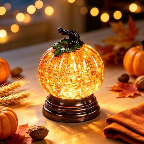 Halloween décoration Kürbis Snow Globe, Kürbis Beleuchtet Schneekugeln (A) (1/5)
