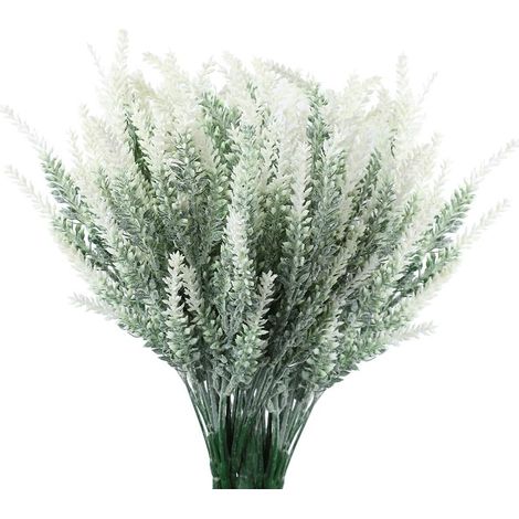 LangRay fleurs de lavande artificielles fausses plantes avec Bouquet de mariage en faux plastique pour centres de table maison cuisine jardin ferme décor 10 pièces blanc (1/5)
