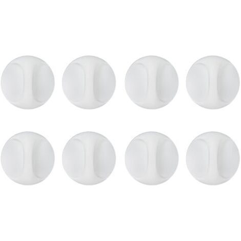 Lot de 8 poignées de toilette autocollantes instantanées, boutons de meuble, ouverture ronde, poignées adhésives pour tiroirs de meubles, blanches (1/5)